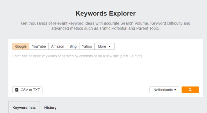 Ahrefs keyword explorer zoekwoorden in bulk